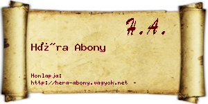 Héra Abony névjegykártya